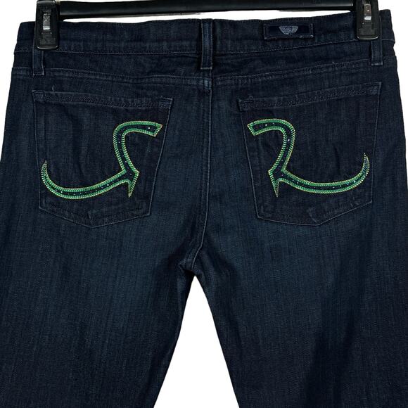 Rock & Republic SZ 31 Stella Jeans Embroidered Straight Leg Dark Wash Mid-Rise - Picture 6 of 10